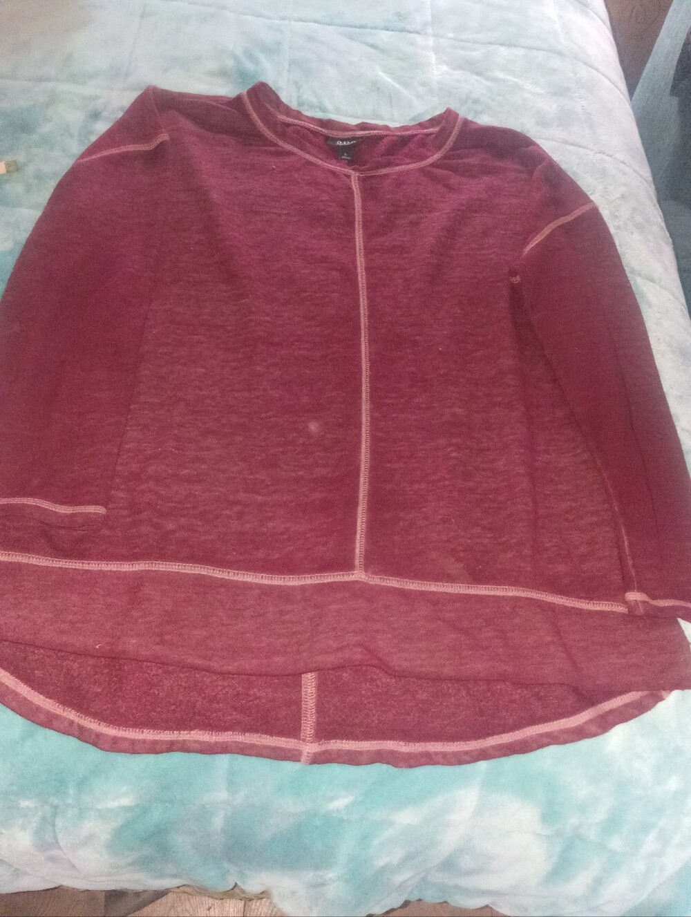 Women's Casual Maroon Long-Sleeve Seam-Detail Sweater